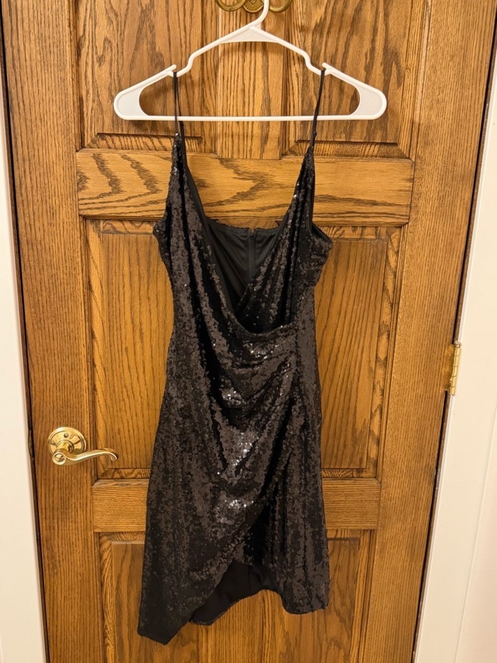 B. Smart Black Sequin Mini Dress with Spaghetti Straps NWOT